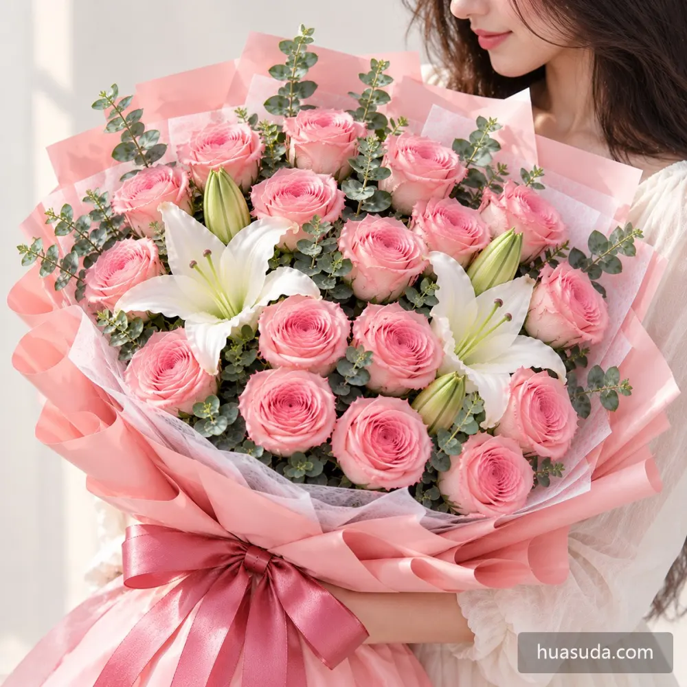 挚爱百年/粉玫瑰香水百合 详情图2